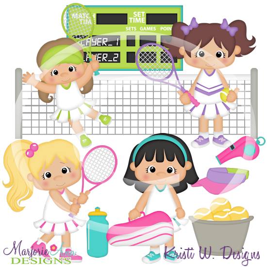 Tennis Girls SVG Cutting Files Includes Clipart - Click Image to Close